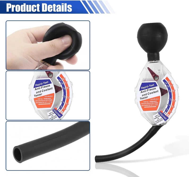 LHDOS Antifreeze Coolant Tester, High Accuracy Dial Type Coolant Hydrometer Testers, Universal Car Battery Liquid Densitometer Automotive Antifreeze Tester 6/12/24V for Ethylene Glycol Coolant - Image 4